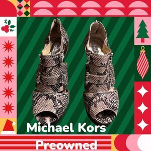 Michael Kors Gibson Women Shoes 9M Snake Zipper Platform Peep Toe Heels Pumps